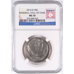 2014 U.S. MINT BASEBALL HALL OF FAME COMMEM. HALF DOLLAR, NGC MS-70! PERFECT!