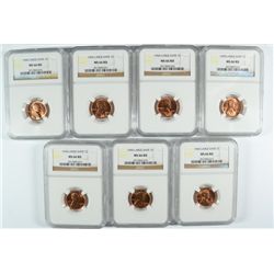 ( 7 ) PIECES 1960 LARGE DATE LINCOLN CENTS,  NGC MS-66 RED!!