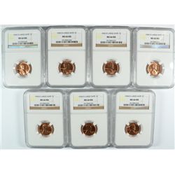( 7 ) PIECES 1960-D LARGE DATE LINCOLN CENTS,  NGC MS-66 RED!!