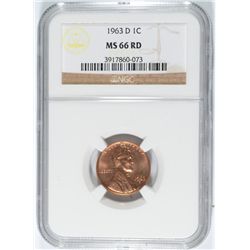 1963-D LINCOLN CENT, NGC MS-66 RED RARE!! MS-67 RED GO FOR THOUSANDS