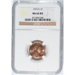 1973-S LINCOLN CENT NGC MS-66 RED! RARE!!!