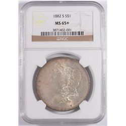 1882-S MORGAN SILVER DOLLAR, NGC MS-65+  LIGHT TONE