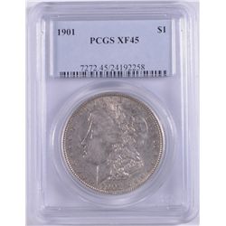 1901 MORGAN SILVER DOLLAR, PCGS XF/AU-45  NICE!!