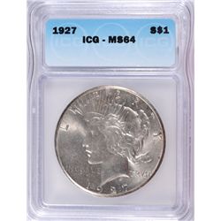 1927 PEACE DOLLAR ICG MS64 RARE!