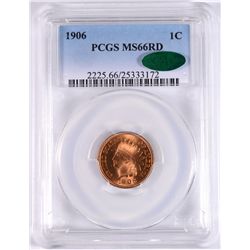 1906 INDIAN HEAD CENT, PCGS MS-66 RED!  CAC  BLAZING RED, RARE!!!
