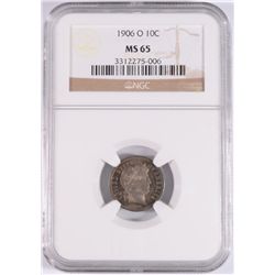 1906-O BARBER DIME, NGC MS-65,  GORGEOUS RAINBOW COLORS!!