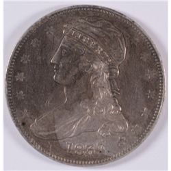 1837 REEDED EDGE HALF DOLLAR, AU-55