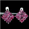 Image 1 : PAIR OF WHITE GOLD OVER STERLING SILVER RUBY EARRINGS
