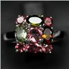 Image 1 : STERLING SILVER MULTI COLOR TOURMALINE RING SIZE 6.5"