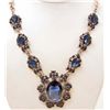 Image 1 : BLUE RHINESTONE BAROQUE FLOWER ESTATE JEWELRY NECKLACE