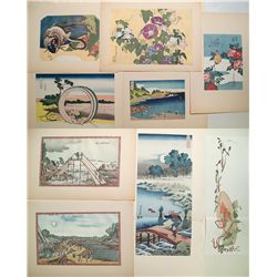 Eight 1963 prints from Katsushika Hokusai (1760-1849.) published by Shuei-Sha.