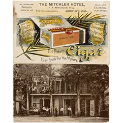 Mitchler Hotel business card and post card