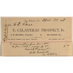 Calaveras Prospect billhead