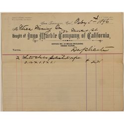 Inyo Marble Works billhead