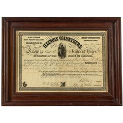 Framed Illinois Volunteers Civil War Document