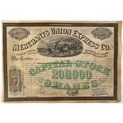 Merchants Union Express Co. Stock Cert. 1867