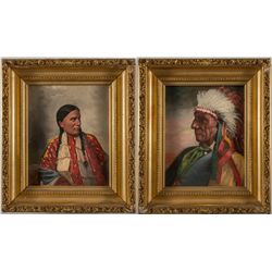 Two Native American Oil Paintings by John Mulvany