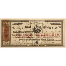 Pennsylvania Gold and Silver Mining Co. Stock Cert