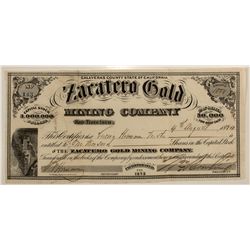 Zacatero Gold Mining Co. Stock Certificate