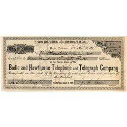 Bodie and Hawthorne Telephone and Telegraph Company Stock Certificate