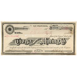 Tioga Consolidated Mining Company Stock Certificate