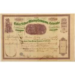 Baker Silver Mining Co. of Colo. Stock Certificate