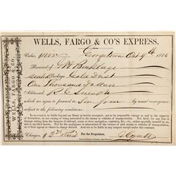 Early 1866 Wells, Fargo & Co. GOLD DUST package receipt from Georgetown