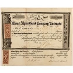 Mount Alpine Gold Co. Stock Certificate, 1864