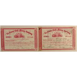 Two La Crosse Gold Mining Company stock certificates, c1900