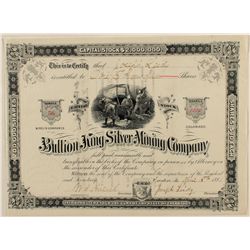 Bullion King Silver Mining Co. Stock Certificate