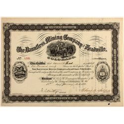 Dauntless Mining Co. of Leadville, Stock Certificate, 1881