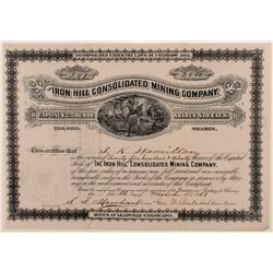 Iron Hill Cons. Mining Co. Stock Certificate