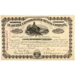 Leadville Consolidated Mining Company Stock Certificate