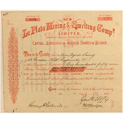 La Plata Mining & Smelting Co. Stock Certificate