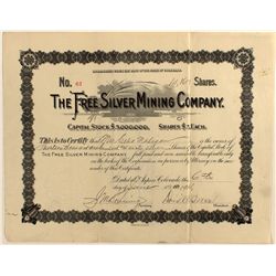 Free Silver Mining Co. Stock Certificate