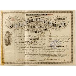 The San Juan Consolidated Mining Company Stock Certificate