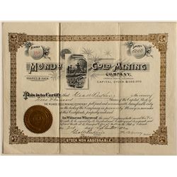 RARE Mondo Gold Mining Company stock certificate