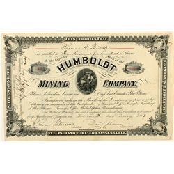 Humboldt Mining Company Stock Certificate 1882