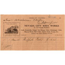 Nevada City Soda Works Billhead