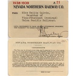 Northern Nevada Railway 1938-1939 Pass