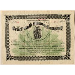 Relief Gold Mining Company Stock Certificate