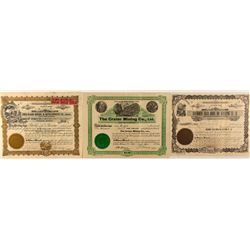 Three Scarce Idaho Mining Stock Certificates