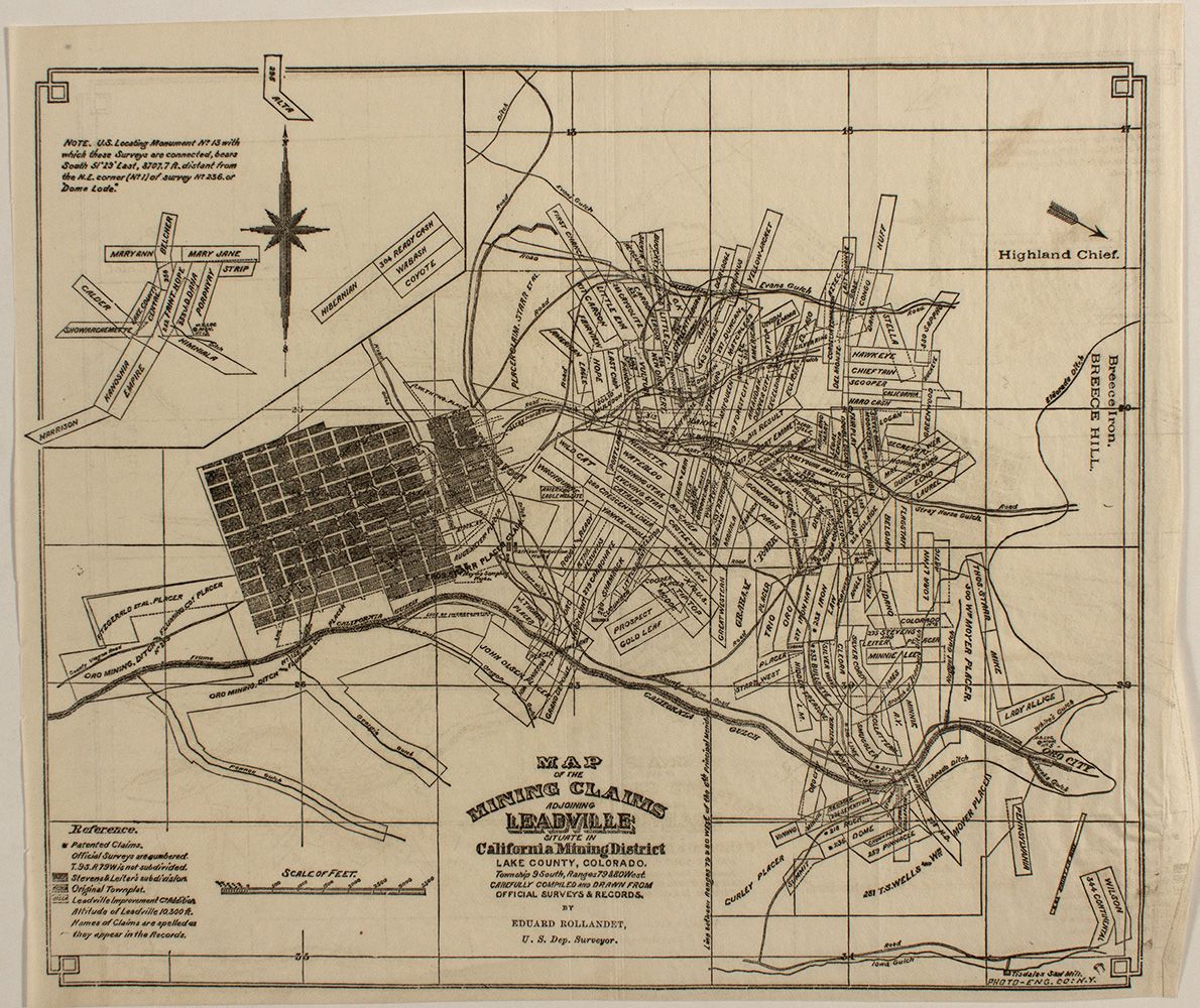 Pocket Map of Leadville, CO Mining Claims