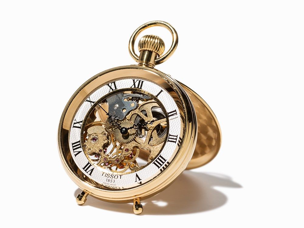 Tissot Skeleton Pocket Watch with Doublé Case, Swiss, 20th C.