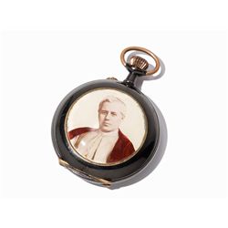 Pius X. Pocket Watch with Blued Brass Case, c. 1900