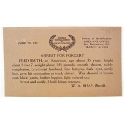 1923 WANTED POSTER POSTCARD