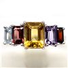 Image 1 : STERLING SILVER CITRINE, TOPAZ, GARNET RING SIZE 8.5