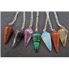 Image 2 : LOT OF 7 GEMSTONE PENDULUMS W/ TIBETAN HORSE PENDANTS