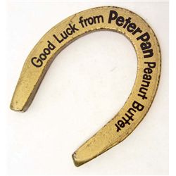 VINTAGE PETER PAN PEANUT BUTTER BRASS HORSESHOE ADVERTISING