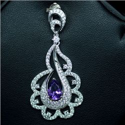 STERLING SILVER PURPLE AMETHYST & wHITE TOPAZ PENDANT